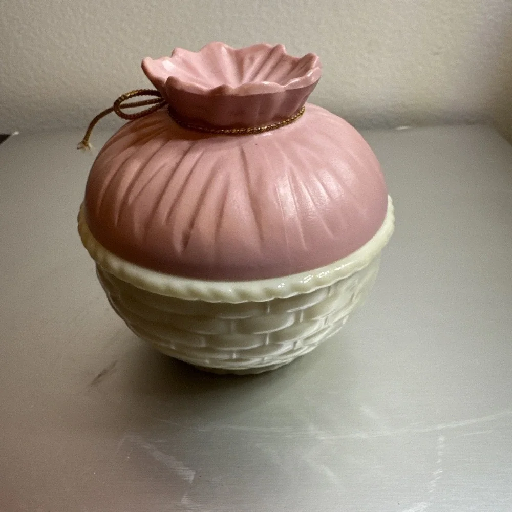 Vintage Avon Victorian Sewing Basket.‎ Roses Ceramic Jar Container Decanter